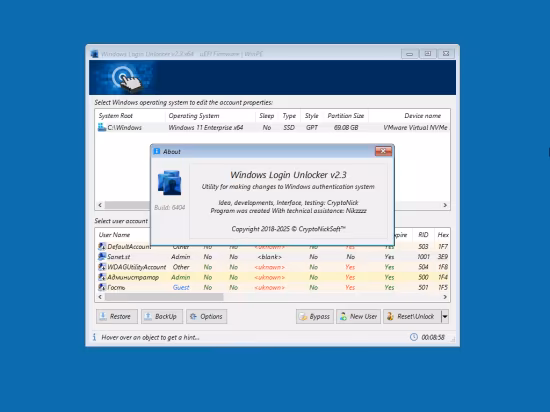 Windows Login Unlocker 2.3.6404 x86/x64 Multilingual WinPE