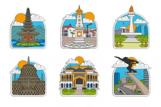 EE - Indonesia Landmark Illustrations Collection 7GTUEZP