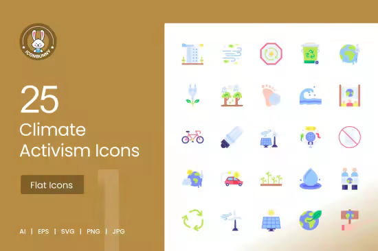 EE - 25 Climate Activism Flat Multicolor Icons N3AD7GE