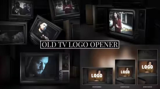Videohive - Vintage CRT Screen Logo Opener Vertical Version included - 59341480