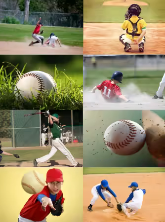 Children Playing Baseball Hits Ball