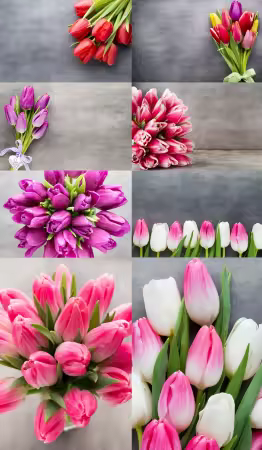 Colored Tulip on the Grey Background