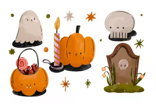 EE - Halloween Cartoon Illustration. October Holiday 7FCBTNN