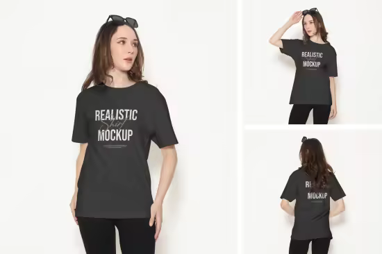EE - T-Shirt Mockup With Female Model TNHDMKA