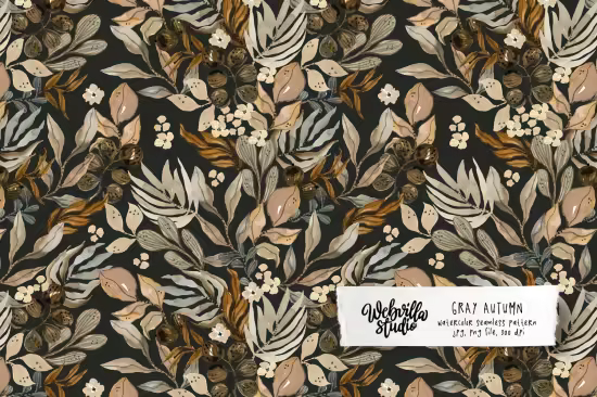 EE - Gray Autumn Watercolor Pattern N5JKZYB