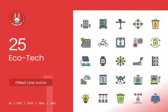 EE - 25 Eco-Tech Filled Line Icons TPBJVB6