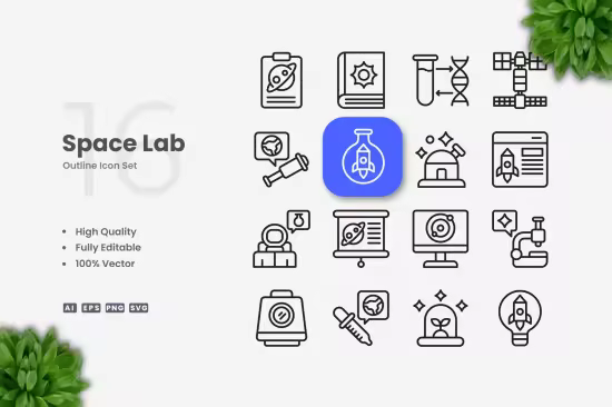 EE - Space Lab Outline Icons GB49Q9R