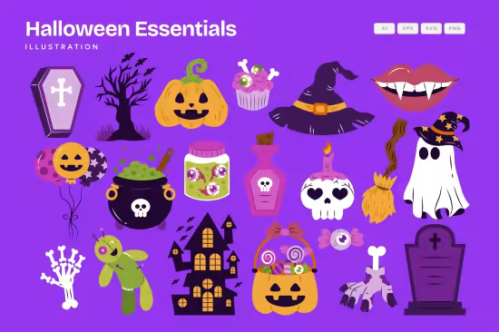 EE - Halloween Illustration Set N5GA6VF