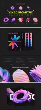 Pixelbuddha - Y2K 3D Geometric Shapes Collection 4143