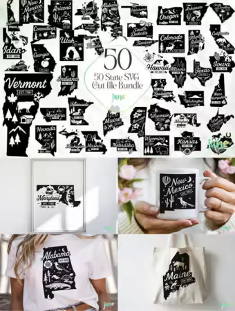 50 State SVG Cut Files Bundle