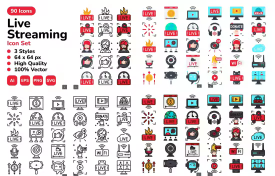 EE - Live Streaming Icon Set EL745D7