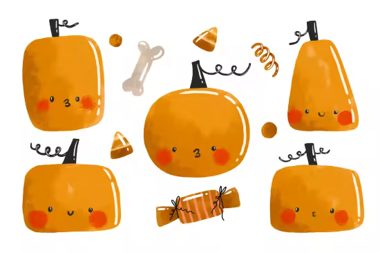 EE - Halloween Pumpkin Hand Drawn Set. Scary October E73EHYL