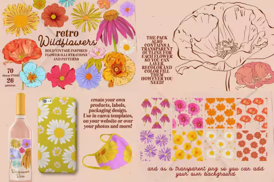 Retro Wildflowers - Bold Flowers