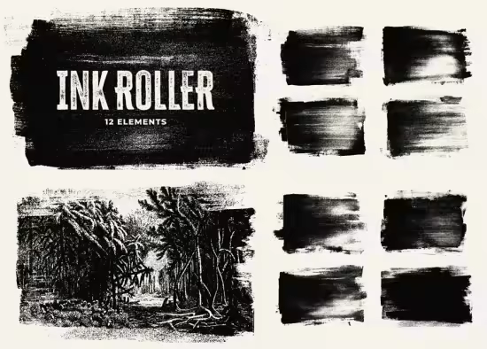 Ink Roller Strokes[PNG/SVG]