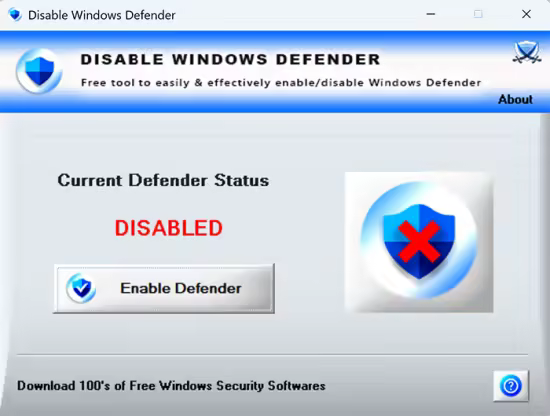 Disable Windows Defender 1.0