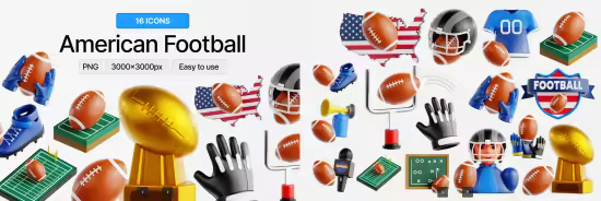 EE - American Football 3D Icon Set NZXT8Q7