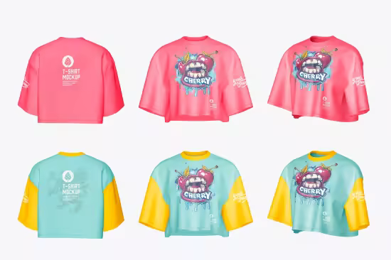EE - Casual Cropped T-Shirt Mockup XFCY89A