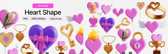 EE - Heart Shape 3D Icon Set 5W9XK4P