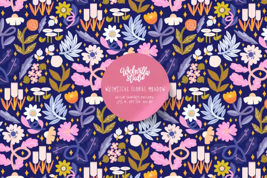 EE - Whimsical Floral Meadow Vector Pattern KQB9BM9