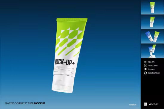 EE - Plastic Cosmetic Tube Mockup 54WCEU6