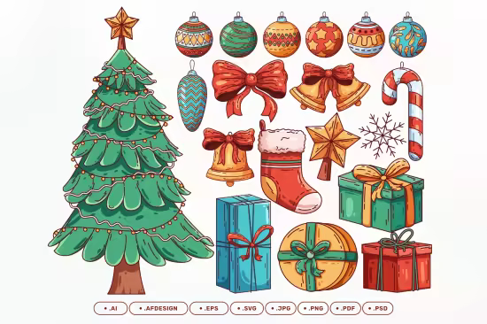 EE - Christmas Decoration Illustration Set Collection 6BACWKB