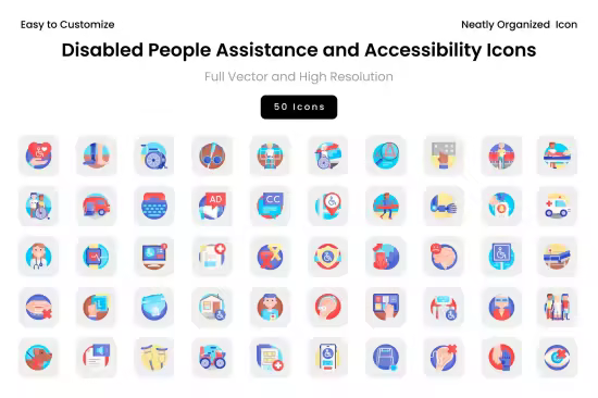 EE - Disabled People Assistance and Accessibility Icons R8GWBJ8