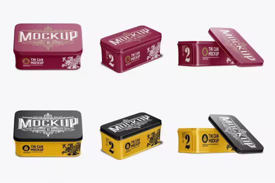 EE - Rectangular Packaging Tin Can Mockup 9LDYJSB