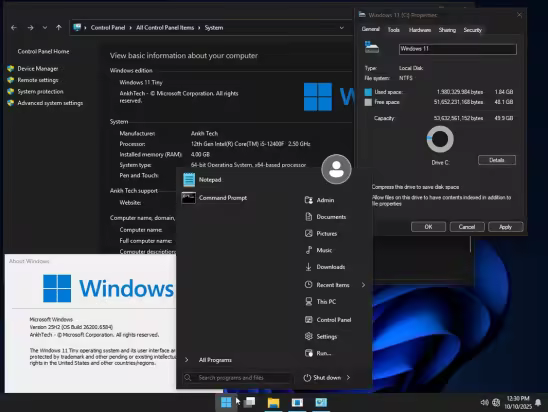 Windows 11 Tiny 25H2 Build 26200.6584 x64 Preactivated AnkhTech