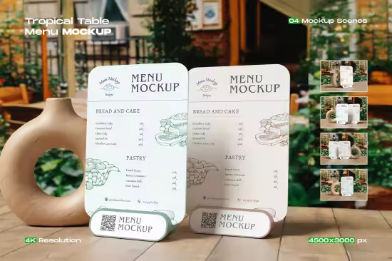 EE - Tropical Table Menu Mockup with High Resolution 5QPWFFA