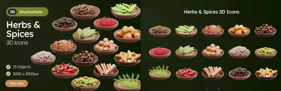 EE - 3D Herbs and Spices Icons 6Q3MAJT