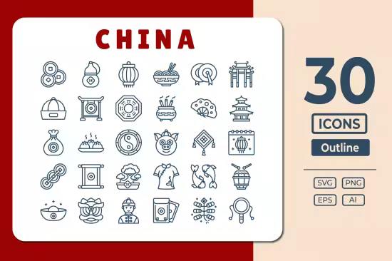 EE - China Icons - Outline FNQCHWX
