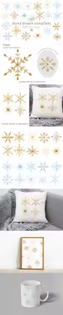 Watercolor Hand Drawn Snowflake Clipart Pack