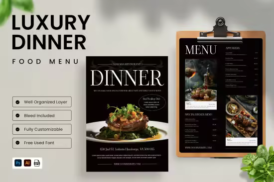EE - Luxury Dinner Food Menu 2CLJAEW