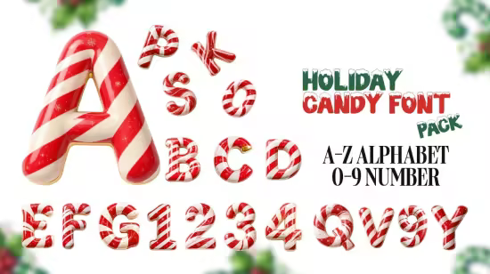 Holiday Candy Stripe Alphabet Font Pack