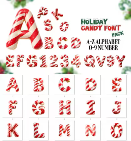 Holiday Candy Stripe Alphabet Font Pack