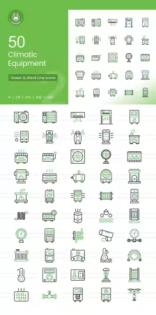 EE - 50 Climatic Equipment Green &amp; Black Icons EFK8ZHB
