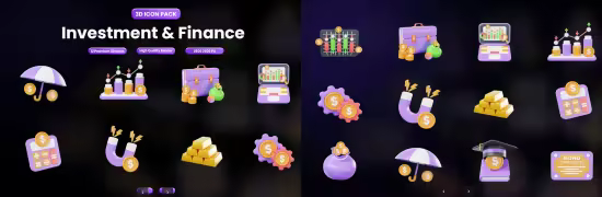 EE - Investment &amp; Finance 3D Icon Pack YN9L5LP