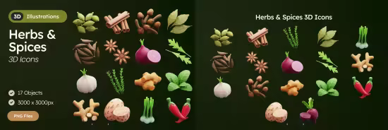 EE - Herbs and Spices 3D Icons MBBU2KM