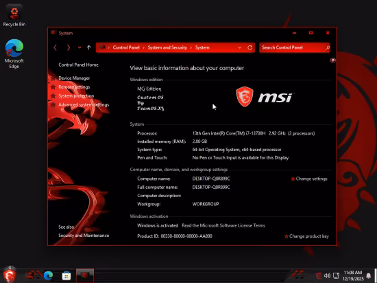 Windows 11 Pro 25H2 Build 26200.7462 MSI Edition