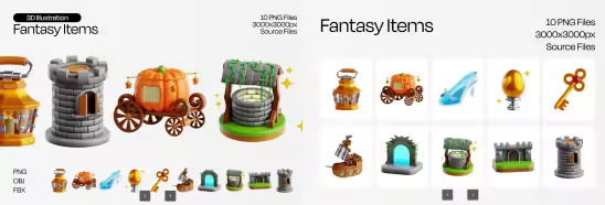 EE - Fantasy Items 3D Icon Set CENDNVX