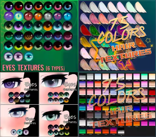 Eyes &amp; Hair Textures (75 Colors)
