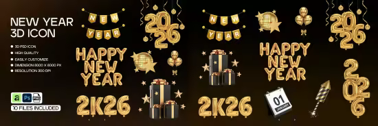 EE - Happy New Year Celebration 3D Icon 5YT24K2