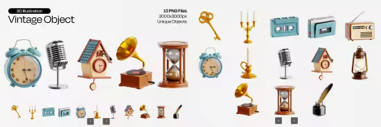 EE - Vintage Object 3D Icon Set X7FAWY6