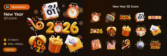 EE - New Year 3D Icons XMNN9T9