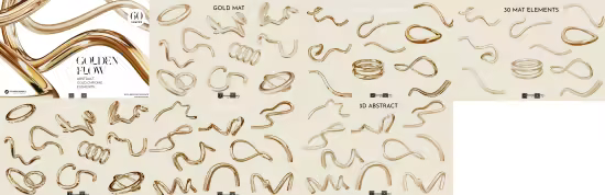EE - Golden Flow Abstract 3D Elements QNY6GKA