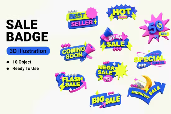 EE - Sale Badge 3D Icon Illustration QA73G7E