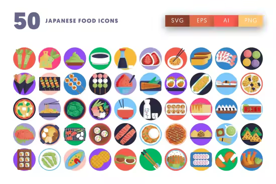 EE - 50 Japanese Food Icons 53YL7CN