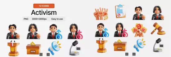 EE - Activism 3D Icon Set 4KCVQV4