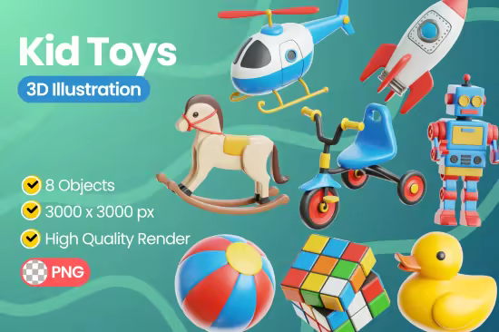 EE - Kid Toys 3D Illustrations CDQQBK7