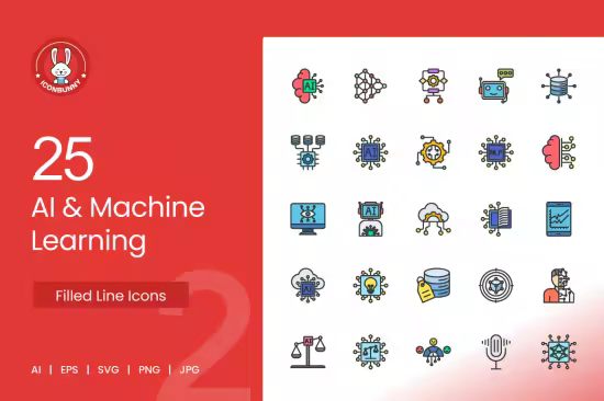 EE - 25 AI &amp; Machine Learning Filled Line Icons F6ZR2LQ